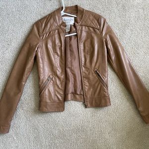 Faux tan leather jacket XS